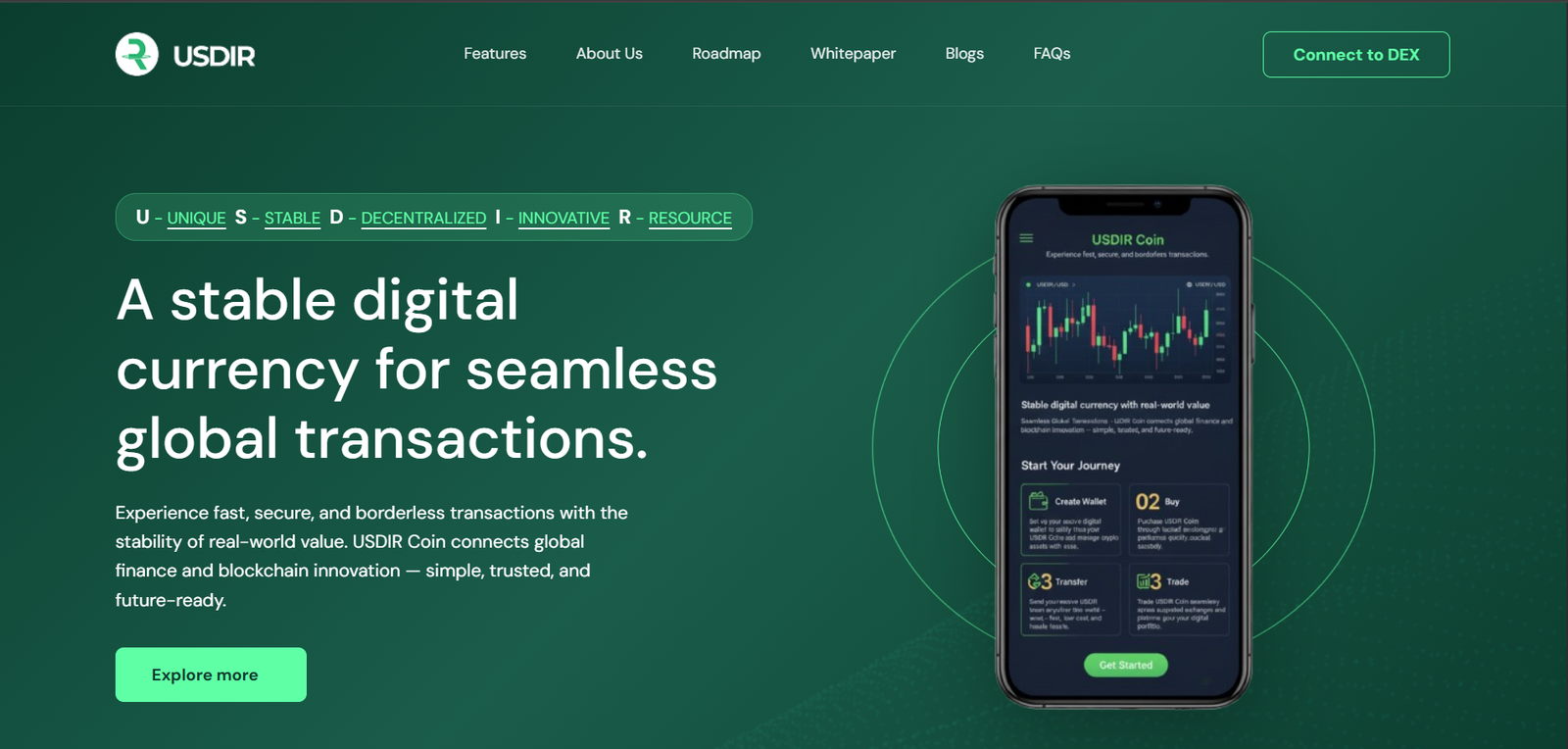 U - UNIQUE  S - STABLE  D - DECENTRALIZED  I - INNOVATIVE  R - RESOURCE